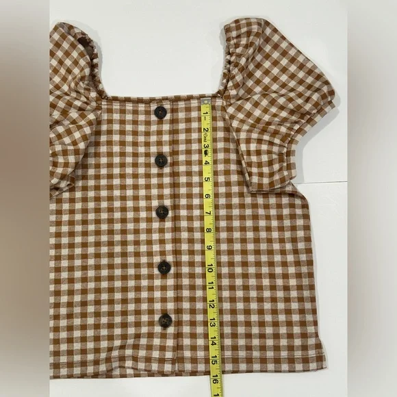 Madewell Gingham Puff Sleeve Button Front Top – XS - Picture 8 of 10